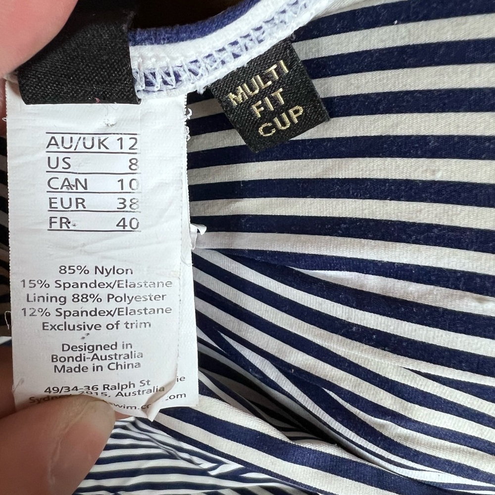 Nip Tuck Sorrento Navy White Striped One Piece Adjustable Straps Size 8 - Picture 9 of 9